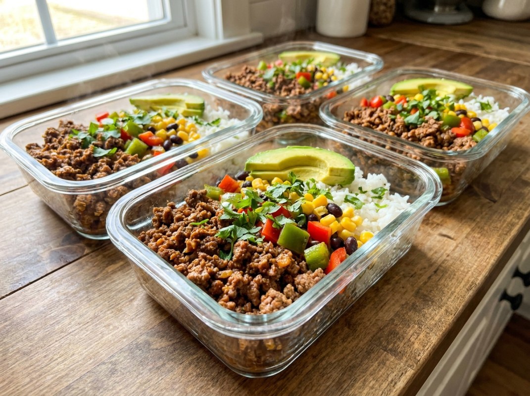 Ground Beef and Rice Meal Prep Bowls: $1.40/Serving, 28g Protein