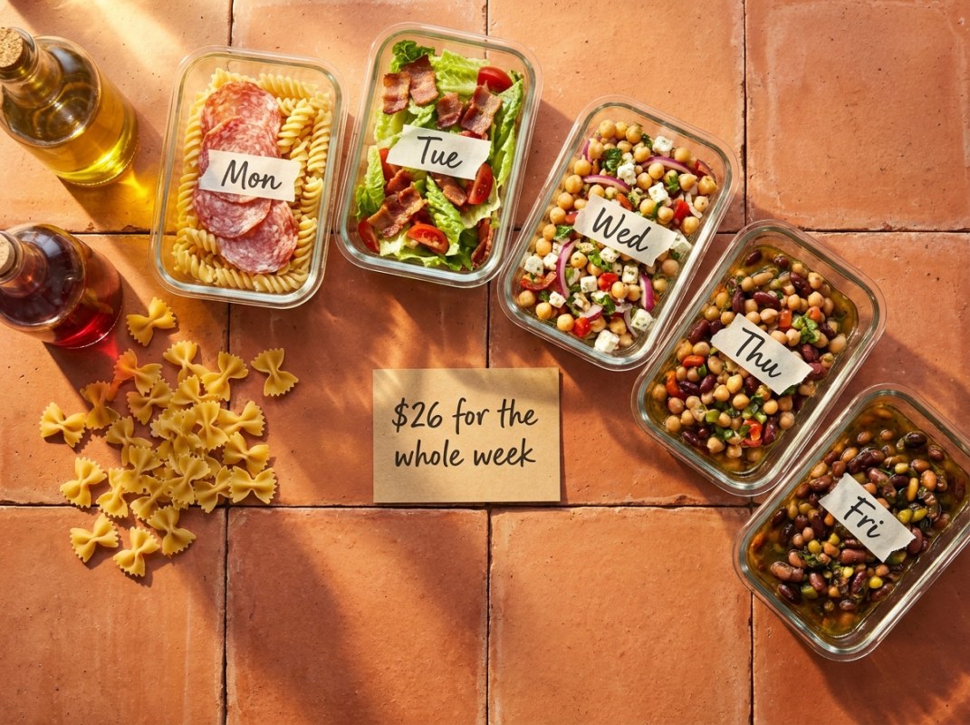 Pasta Salad Meal Prep Plan: 5 Cold Lunches, $26/Week