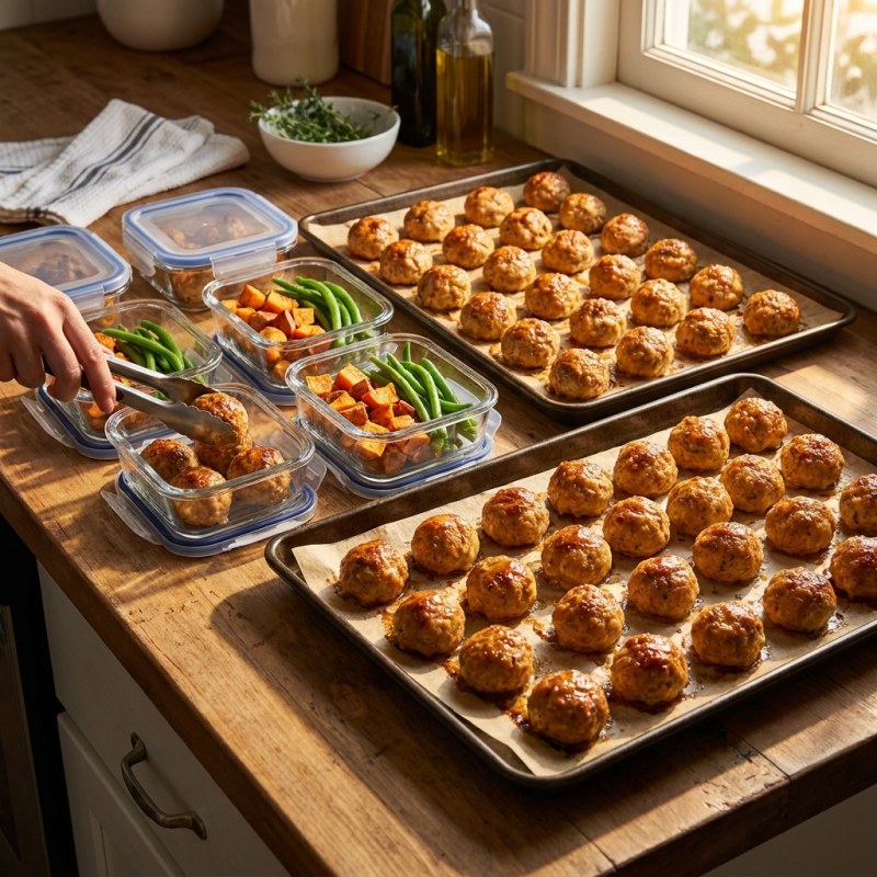 Turkey Meatball Meal Prep: 40 Meatballs, 5 Sauces, $1.20/Serving